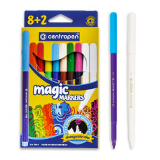 Фломастеры Magic, 8 цветных фломастеров, 2 фломастера-невидимки, чернила меняют цвет при перекрашивании